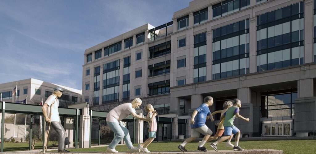 Exterior of the federal health care administration building in Woodlawn, Maryland, home of the Centers for Medicare and Medicaid Services