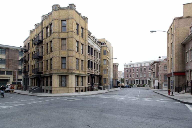 A New York City street set on the Paramount Pictures back lot in Hollywood, Los Angeles
